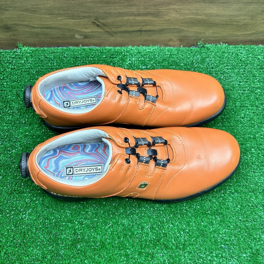 FootJoy Women's DryJoys Boa Shoes Size 7.5 N Orange Ladies Golf With Spikes - Picture 9 of 16